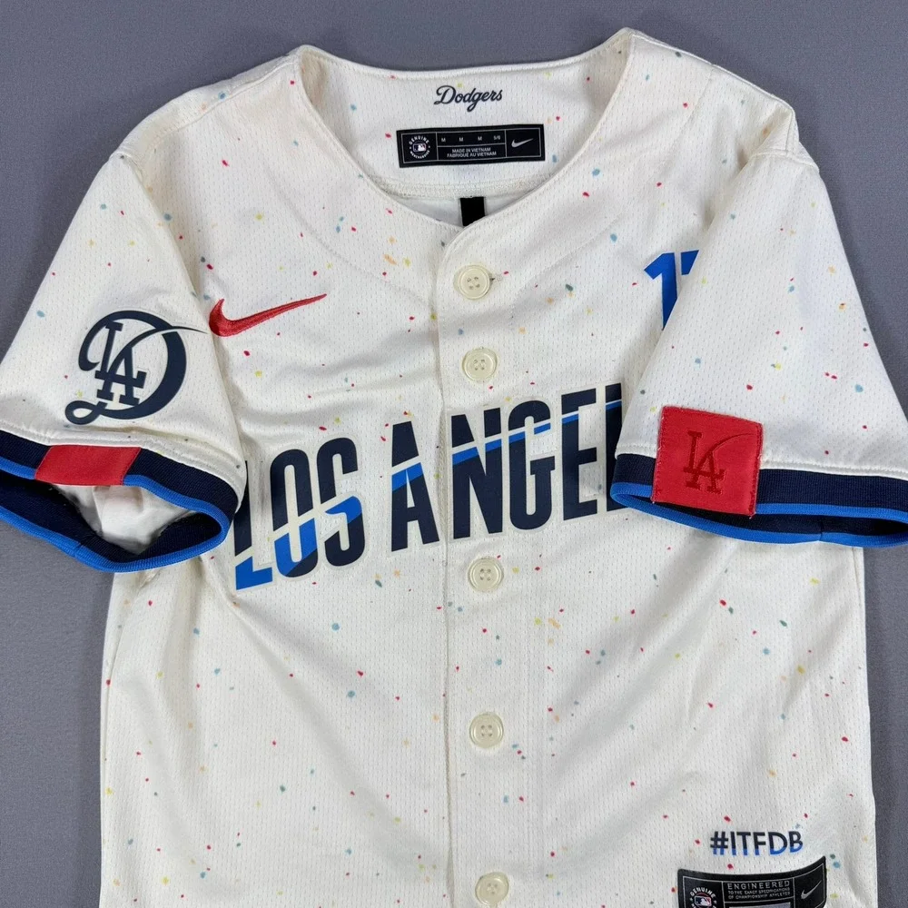 Nike Shohei Ohtani Dodgers Youth M 5/6 Cream City Connect Jersey 17 MLB Fan Gear